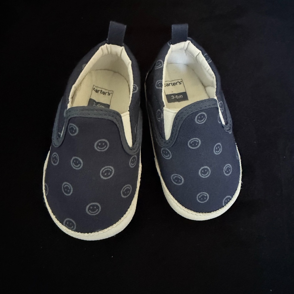 Carter's Dark Blue Baby Slip-On Shoes with Smiley Faces